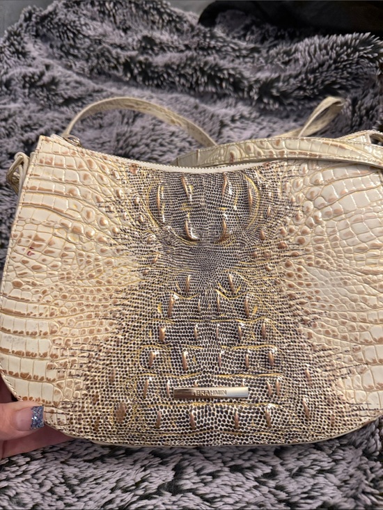 Brahmin Handbags - Brahmin Cream and Gold Croc-Embossed Leather Crossbody Bag